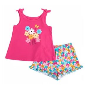 NWT Girls Kids Headquarters Flower Tank & Butterfly Shorts Size 6